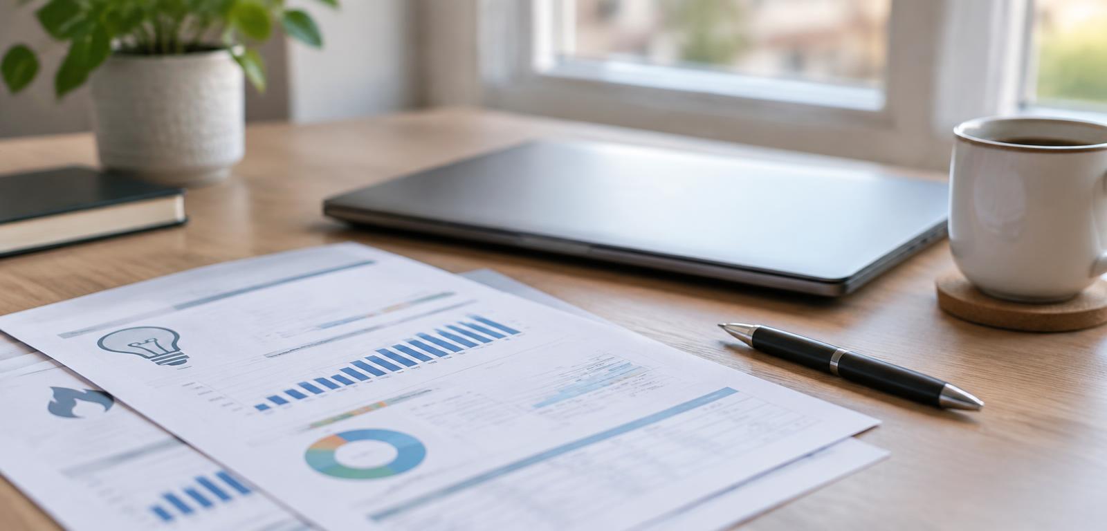 Energy bills on an office desk